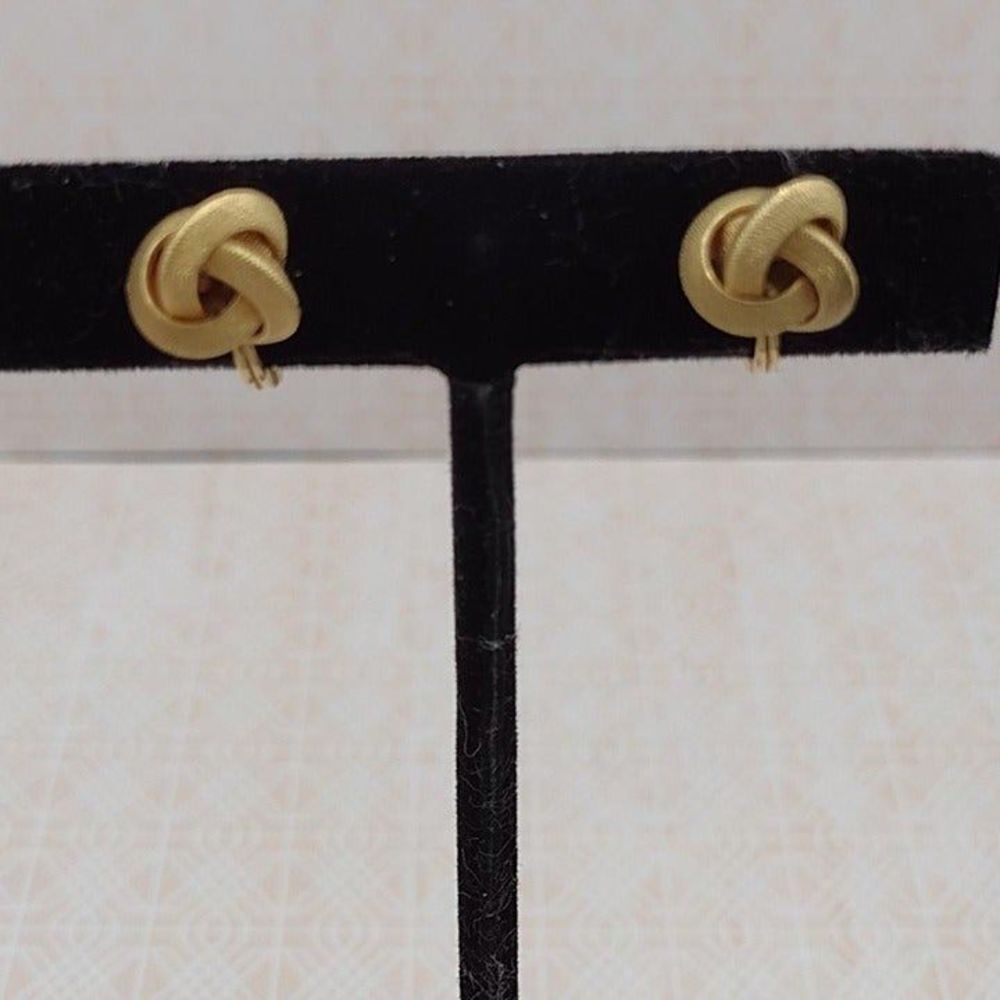 Monet Knot Clip On Earrings Gold Tone Textured
